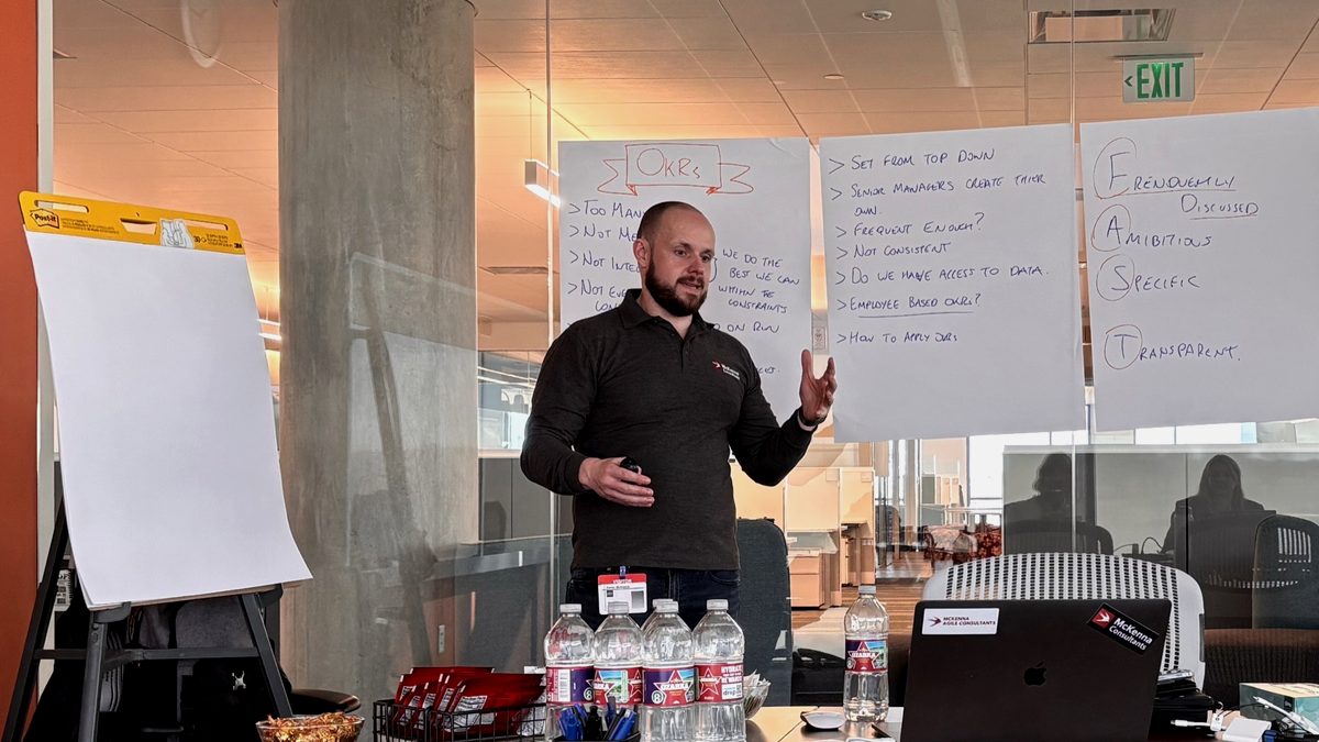 Aaron McKenna delivering an OKR strategy workshop
